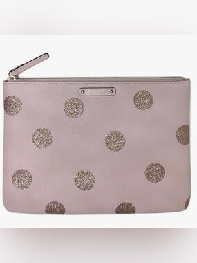 Kate Spade New York Haven Lane Gia Pink Glitter Polka Dot Clutch NWOT